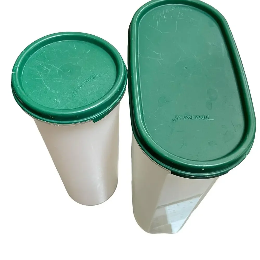 Tupperware Modular Mates #4 Hunter Green 1614 1643 Food Storage Lot x2 Vintage